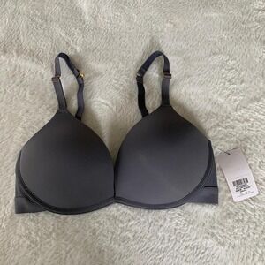 Women's 34DD LIVELY The Deep V No Wire Push Up Bra in Smoke Gray NWT